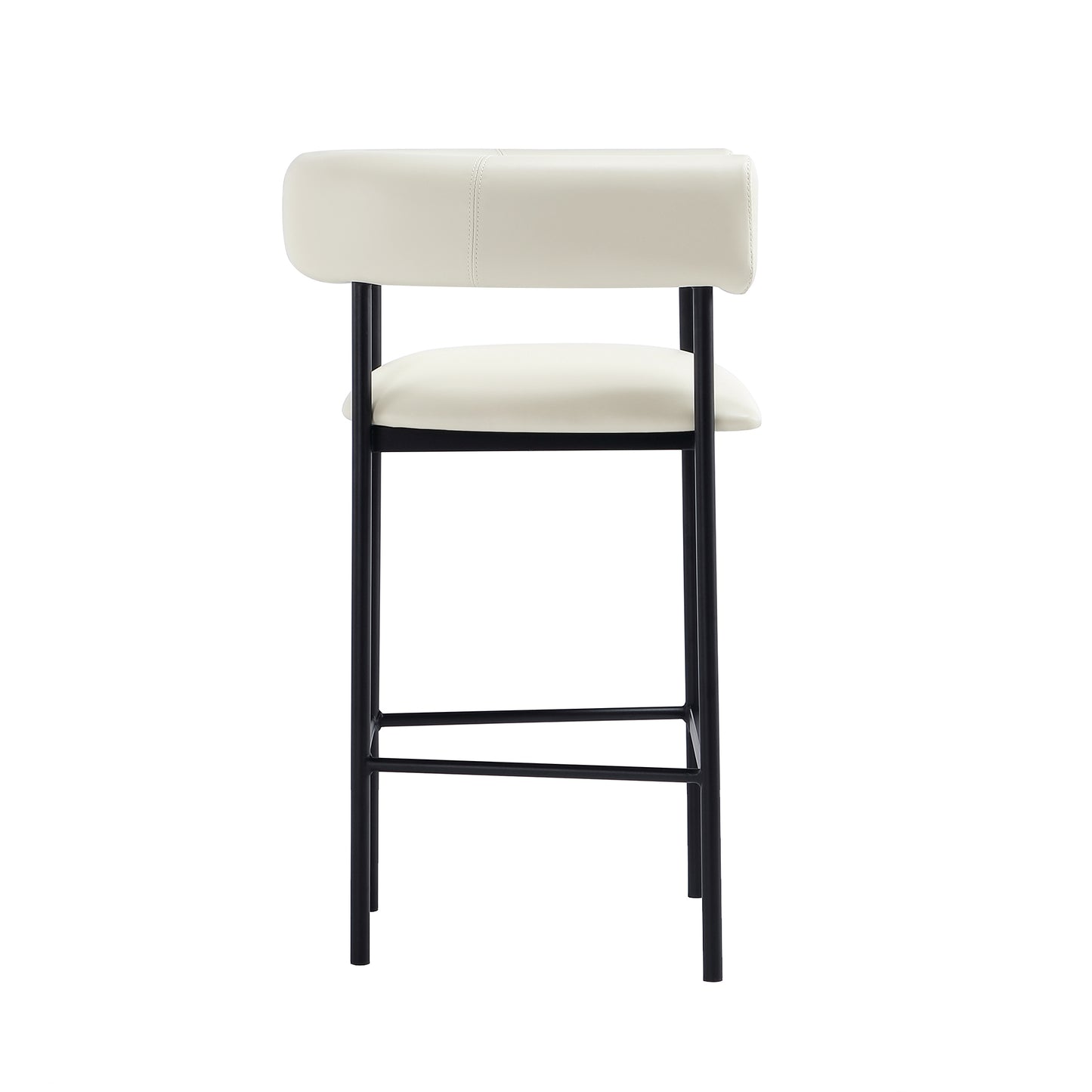 Onda Contemporary Metal Vegan Leather Counter Stool in Ivory CS1637-1