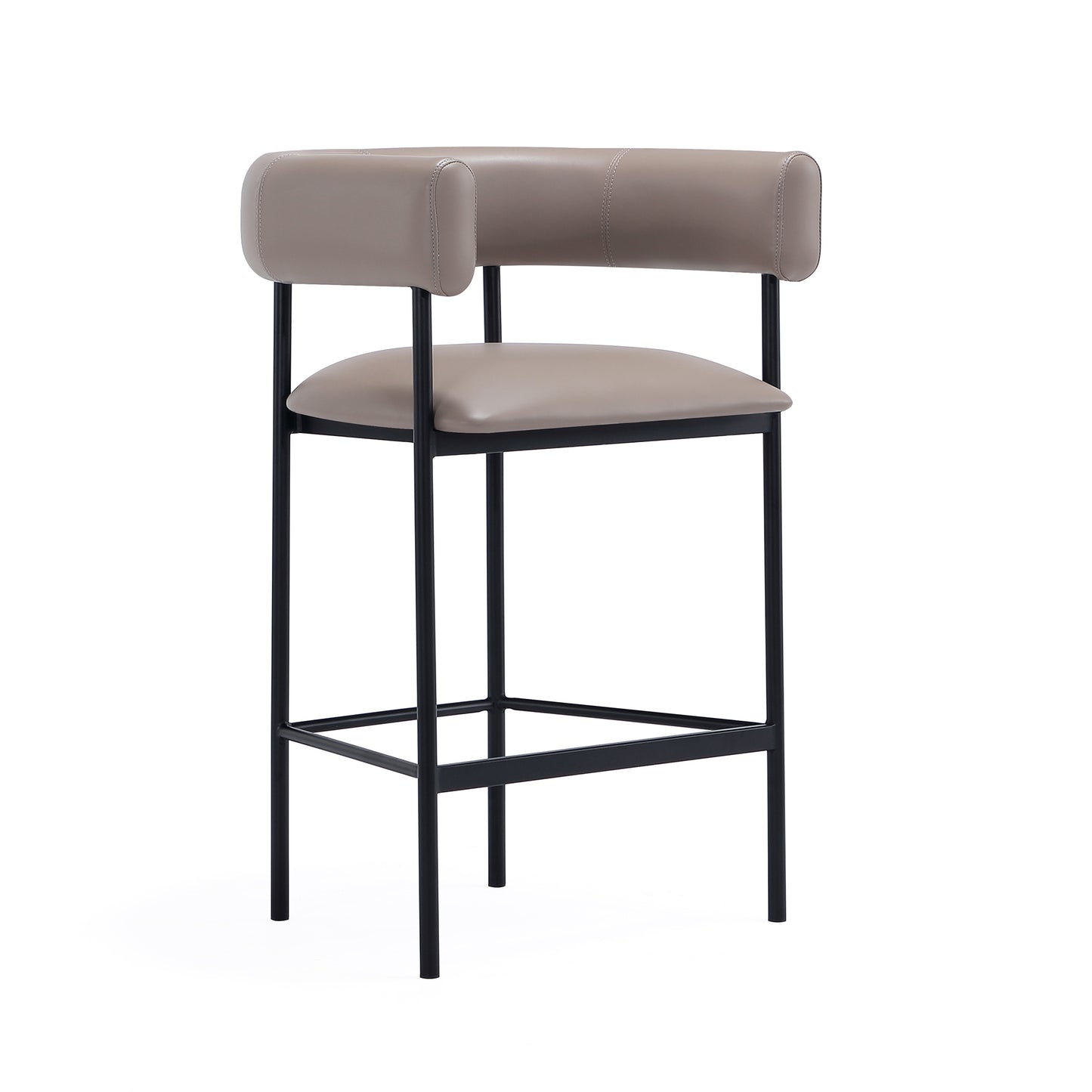 Onda Contemporary Metal Vegan Leather Counter Stool in Taupe CS1637-2