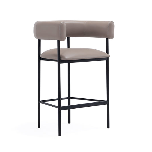 Onda Contemporary Metal Vegan Leather Counter Stool in Taupe CS1637-2
