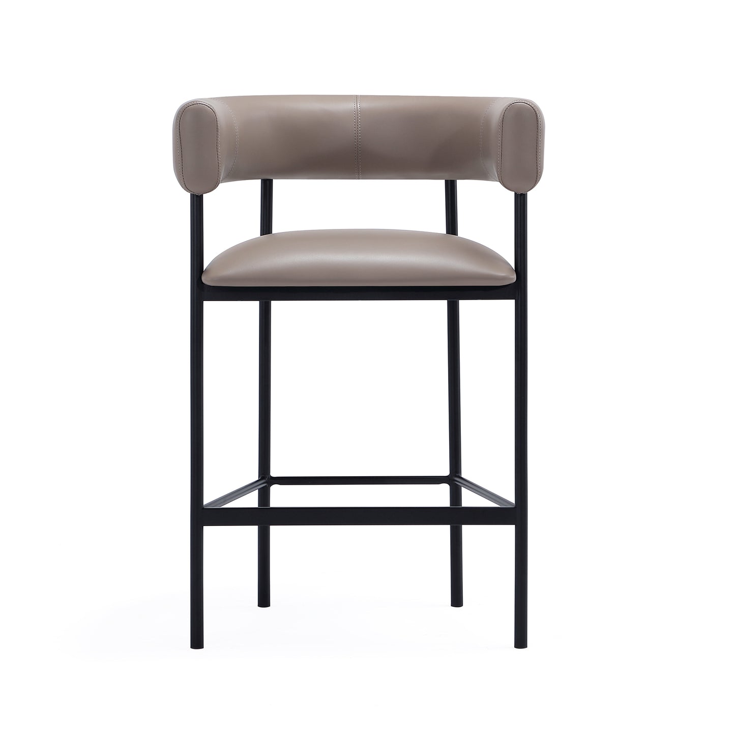 Onda Contemporary Metal Vegan Leather Counter Stool in Taupe CS1637-2