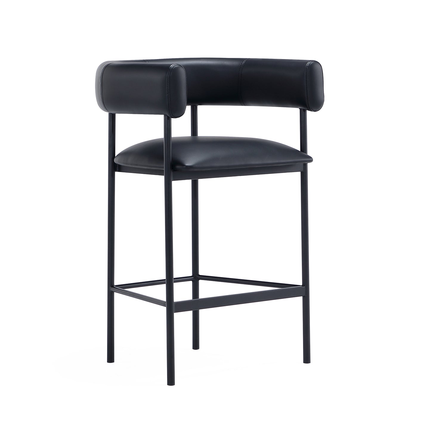 Onda Contemporary Metal Vegan Leather Counter Stool in Black CS1637-3