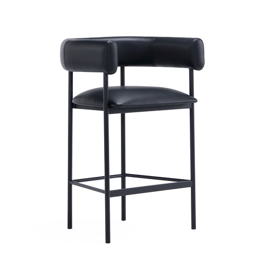 Onda Contemporary Metal Vegan Leather Counter Stool in Black CS1637-3