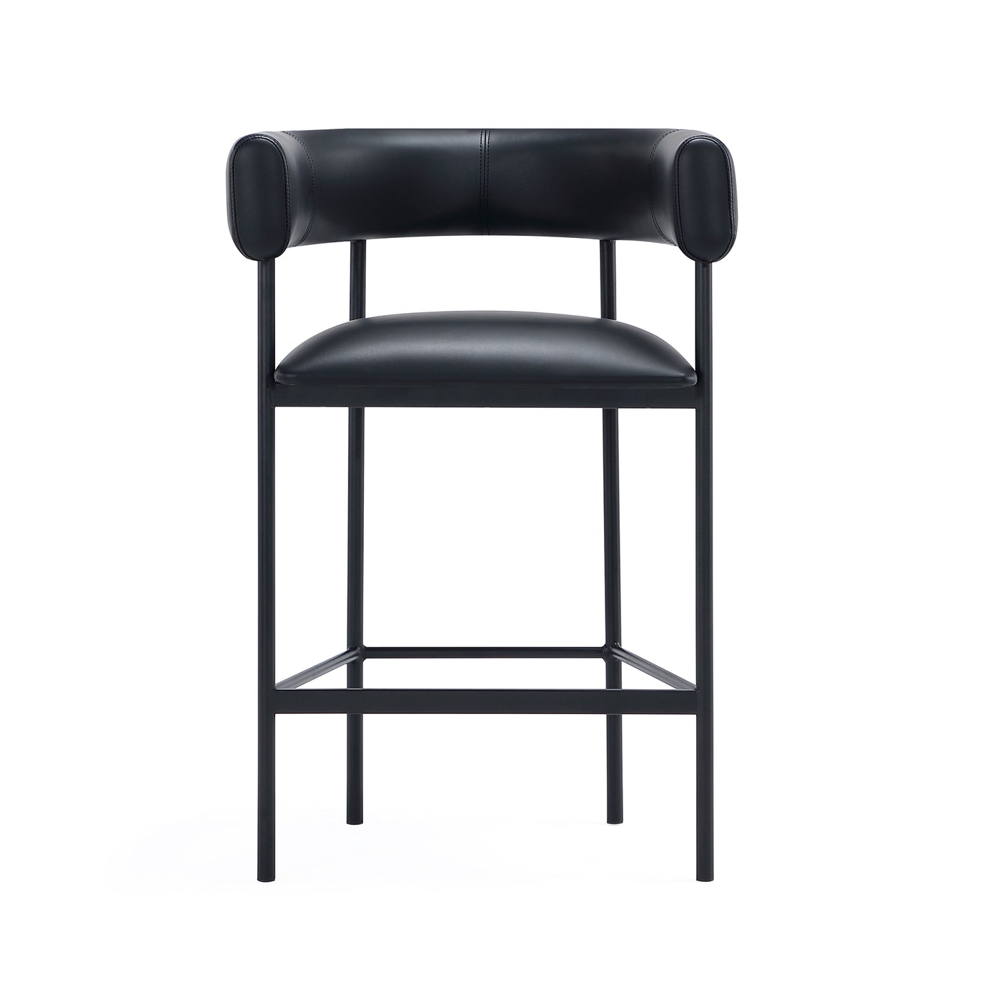 Onda Contemporary Metal Vegan Leather Counter Stool in Black CS1637-3