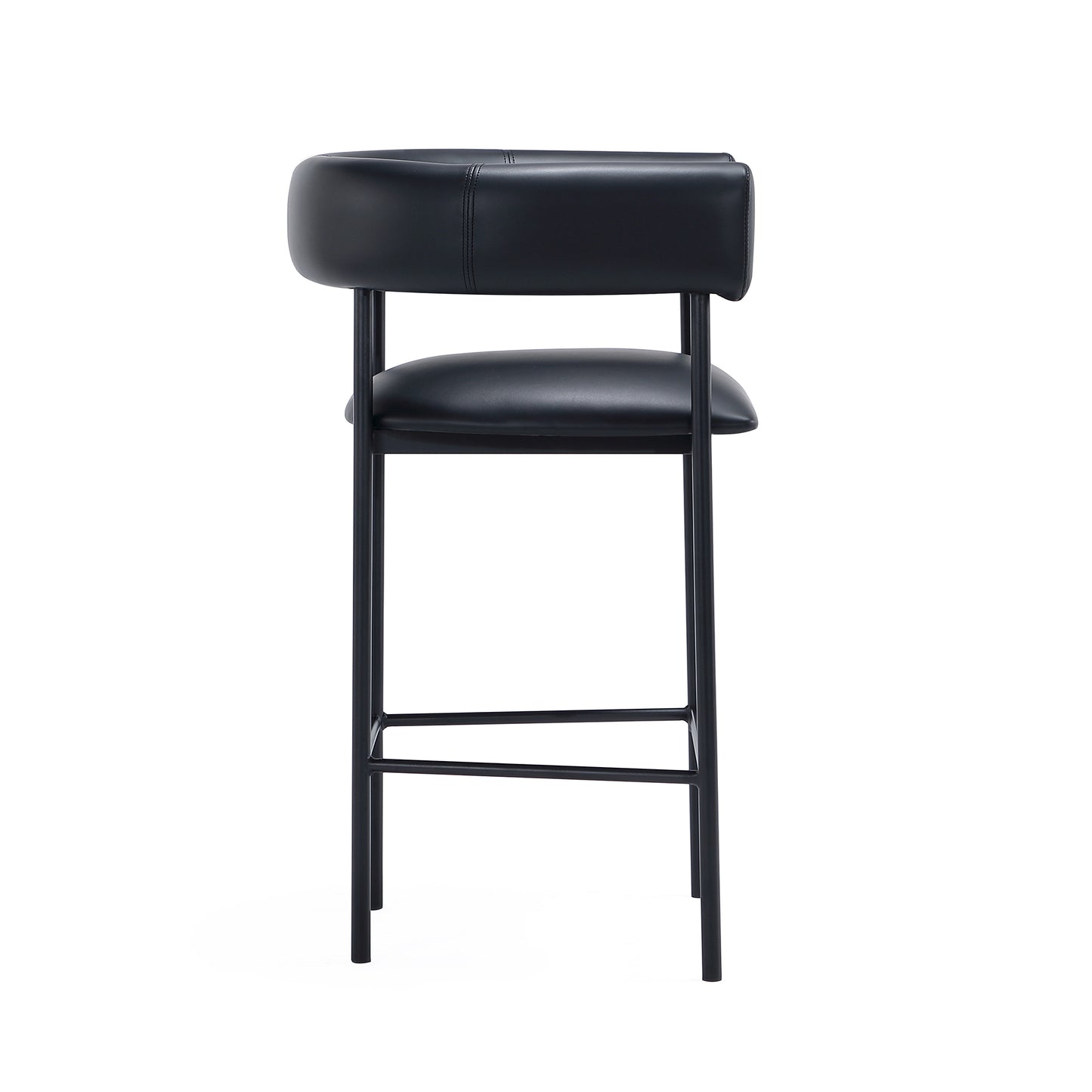 Onda Contemporary Metal Vegan Leather Counter Stool in Black CS1637-3