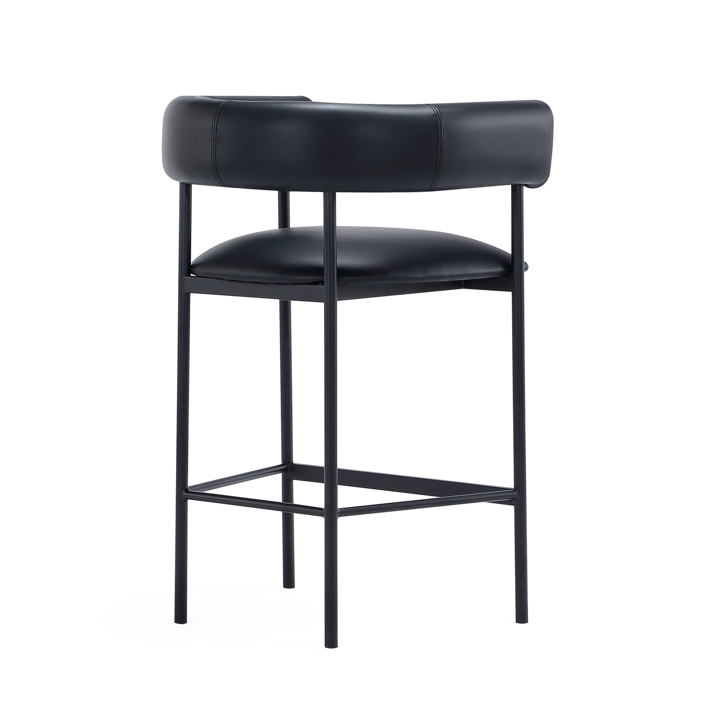 Onda Contemporary Metal Vegan Leather Counter Stool in Black CS1637-3
