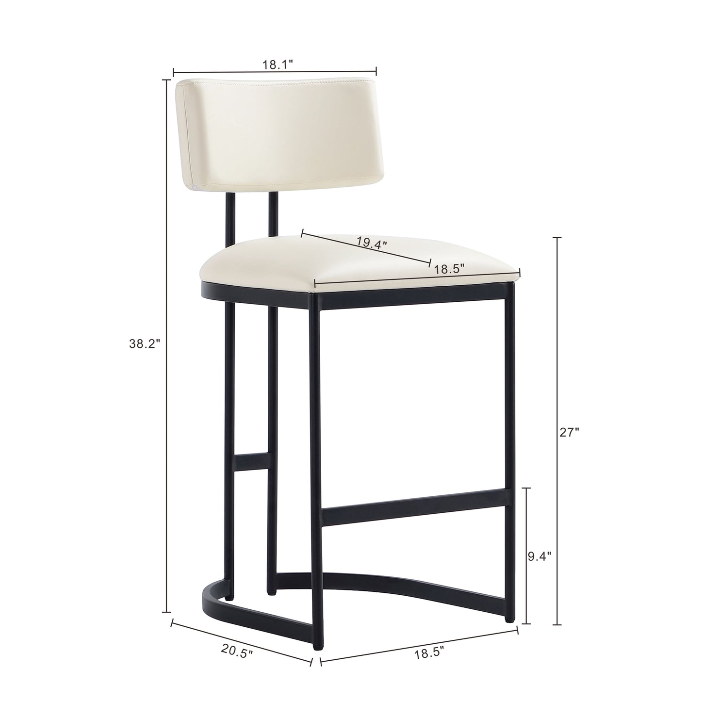 Juno Contemporary Modern Metal Vegan Leather Counter Stool in Ivory CS1640-1