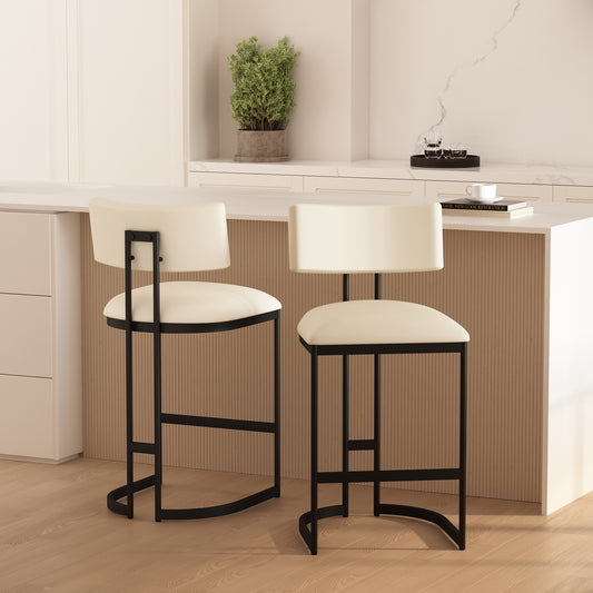 Juno Contemporary Modern Metal Vegan Leather Counter Stool in Ivory CS1640-1