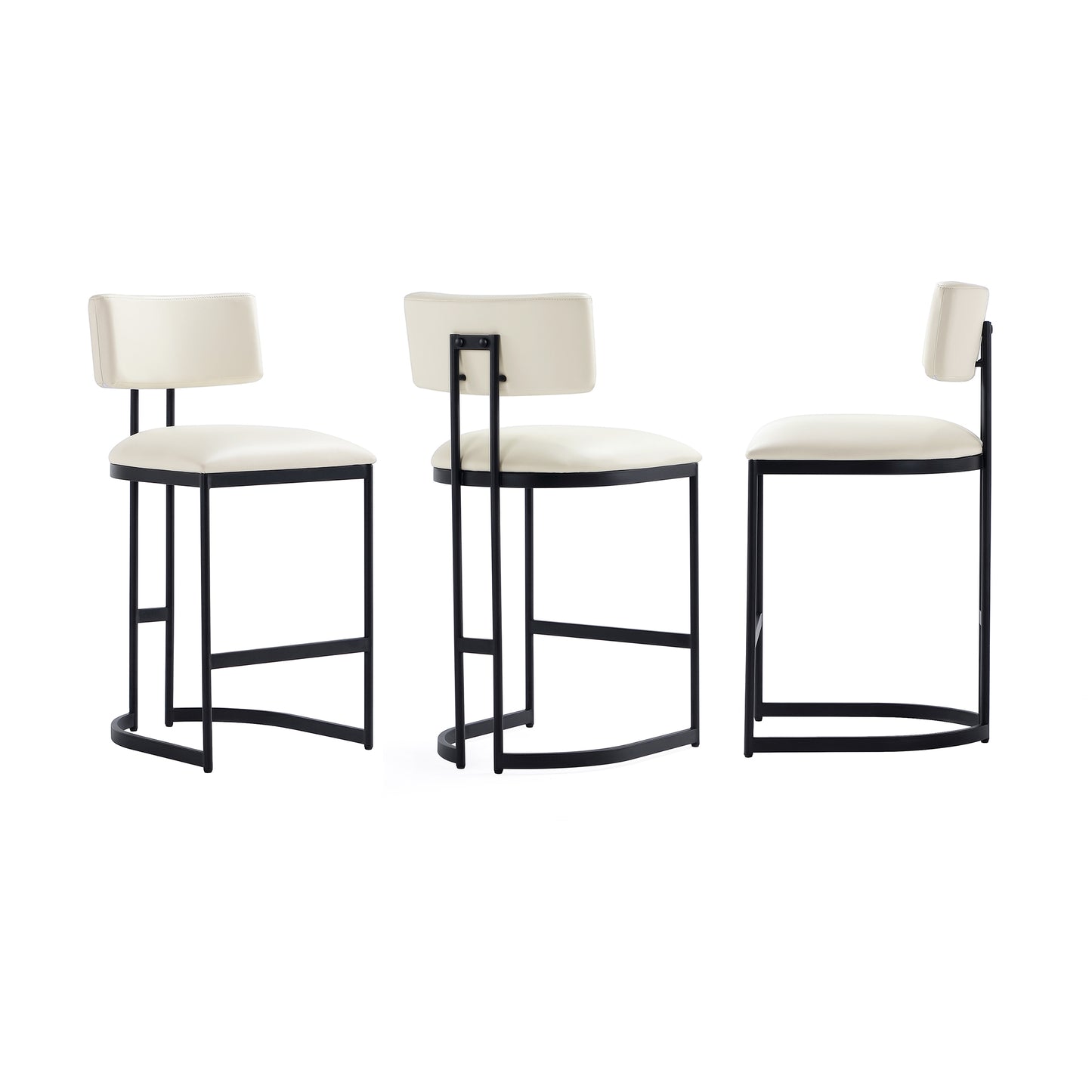 Juno Contemporary Modern Metal Vegan Leather Counter Stool in Ivory CS1640-1
