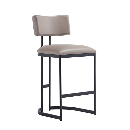 Juno Contemporary Modern Metal Vegan Leather Counter Stool in Taupe CS1640-2