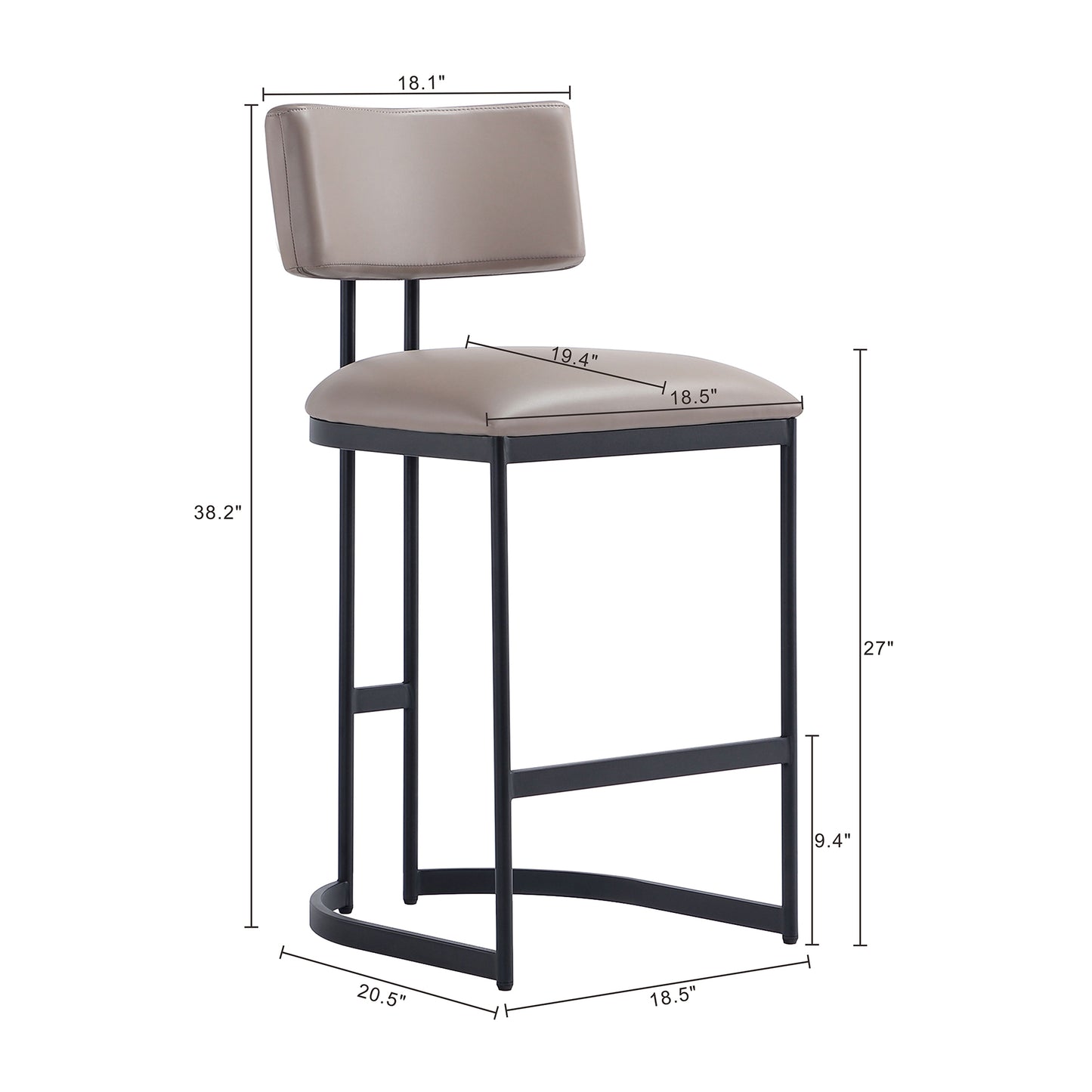 Juno Contemporary Modern Metal Vegan Leather Counter Stool in Taupe CS1640-2