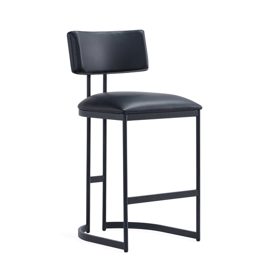 Juno Contemporary Modern Metal Vegan Leather Counter Stool in Black CS1640-3
