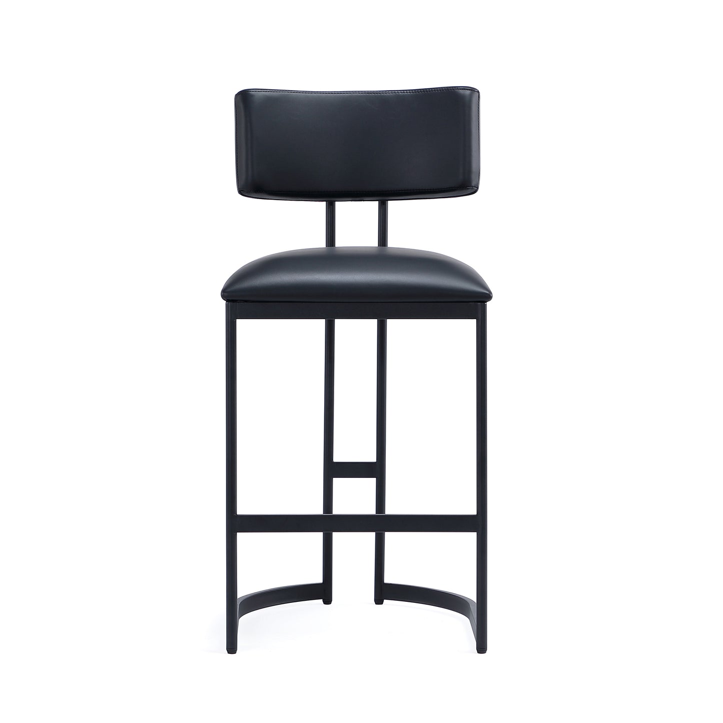 Juno Contemporary Modern Metal Vegan Leather Counter Stool in Black CS1640-3