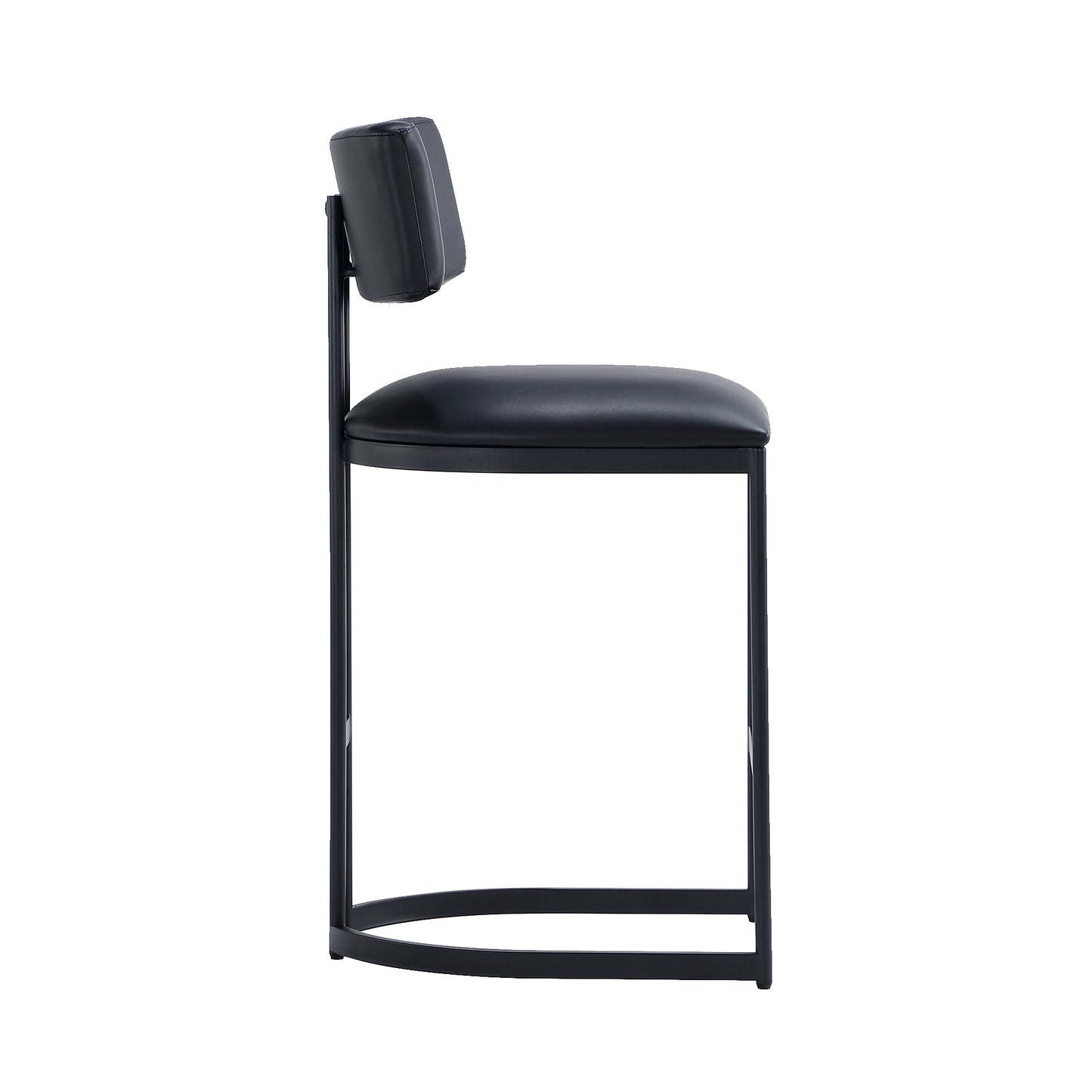 Juno Contemporary Modern Metal Vegan Leather Counter Stool in Black CS1640-3