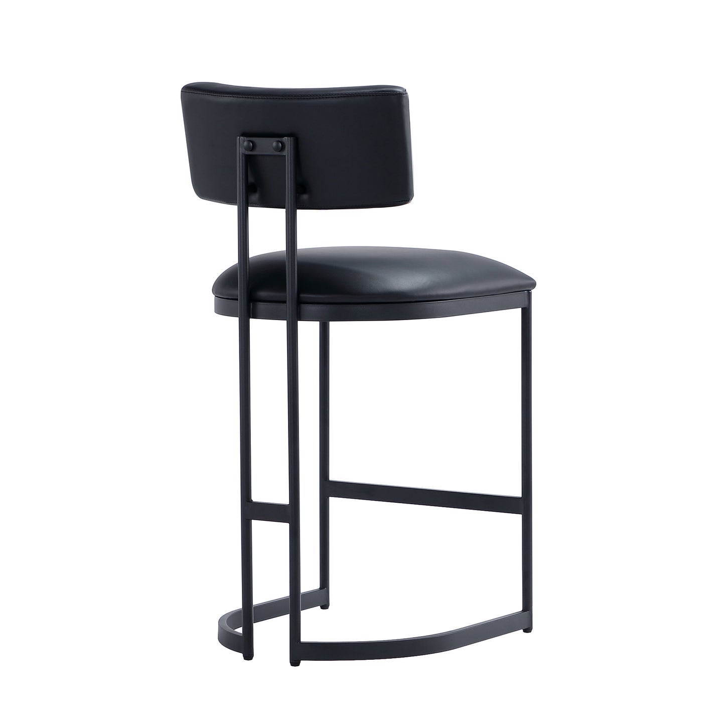 Juno Contemporary Modern Metal Vegan Leather Counter Stool in Black CS1640-3