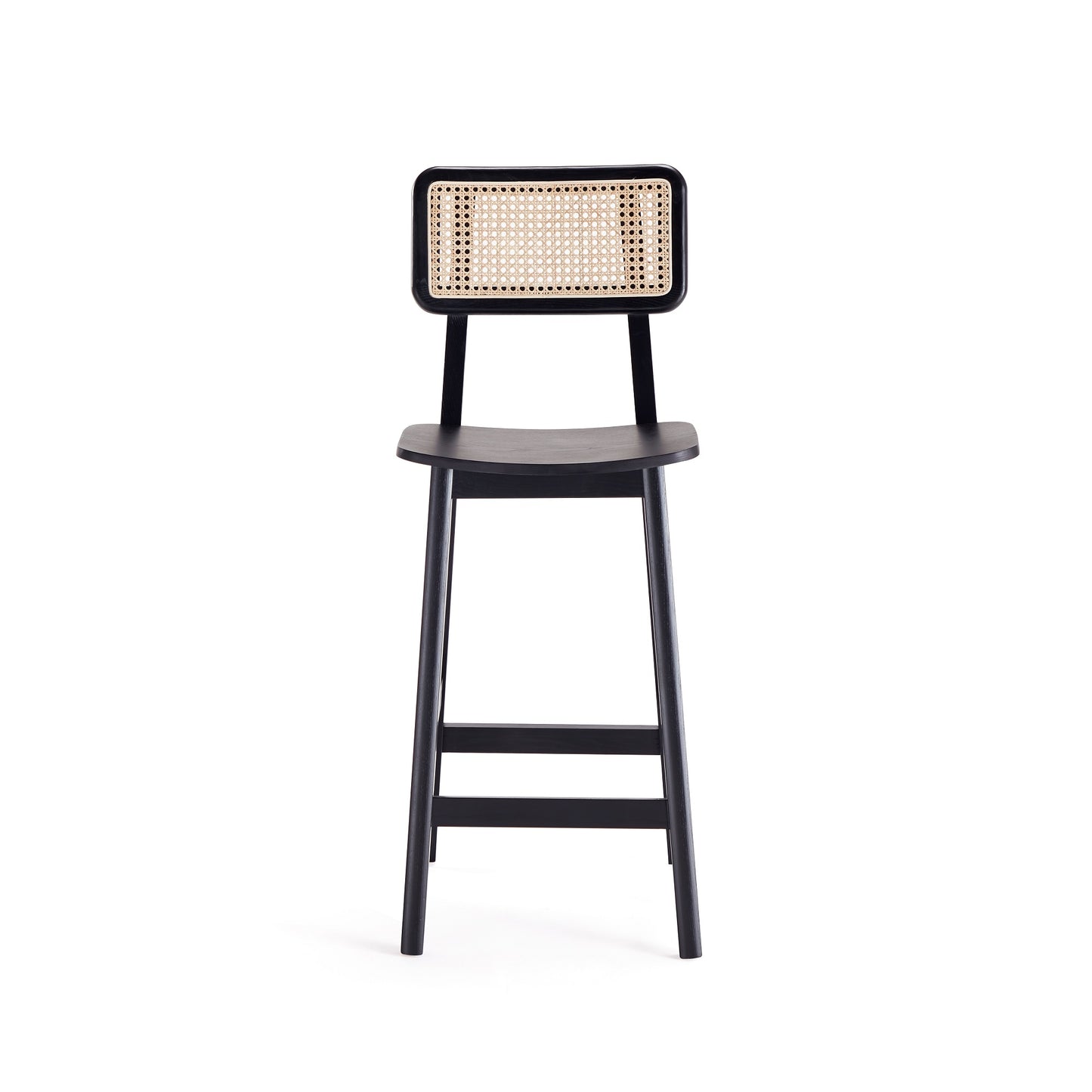 Manhattan Comfort Versailles Counter Stool in Black and Natural Cane CSCA01-BK