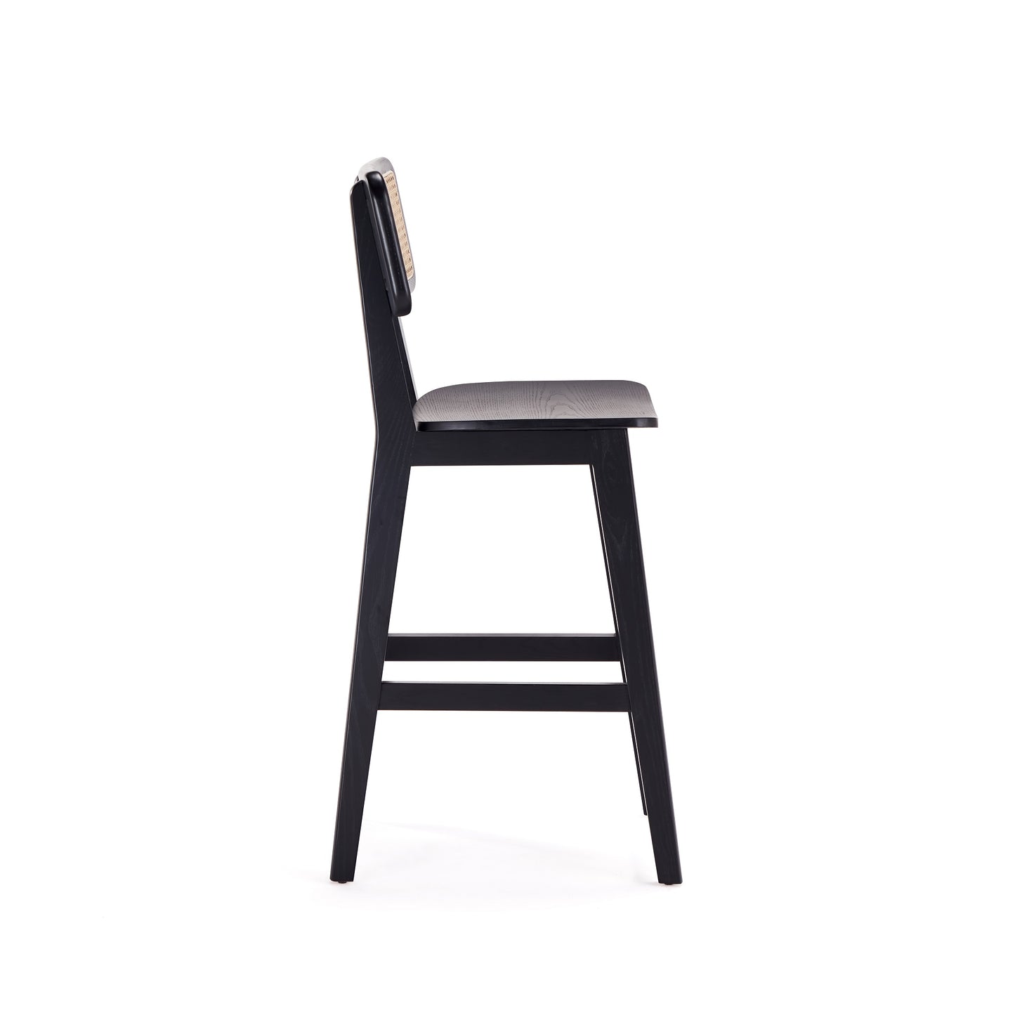 Manhattan Comfort Versailles Counter Stool in Black and Natural Cane CSCA01-BK
