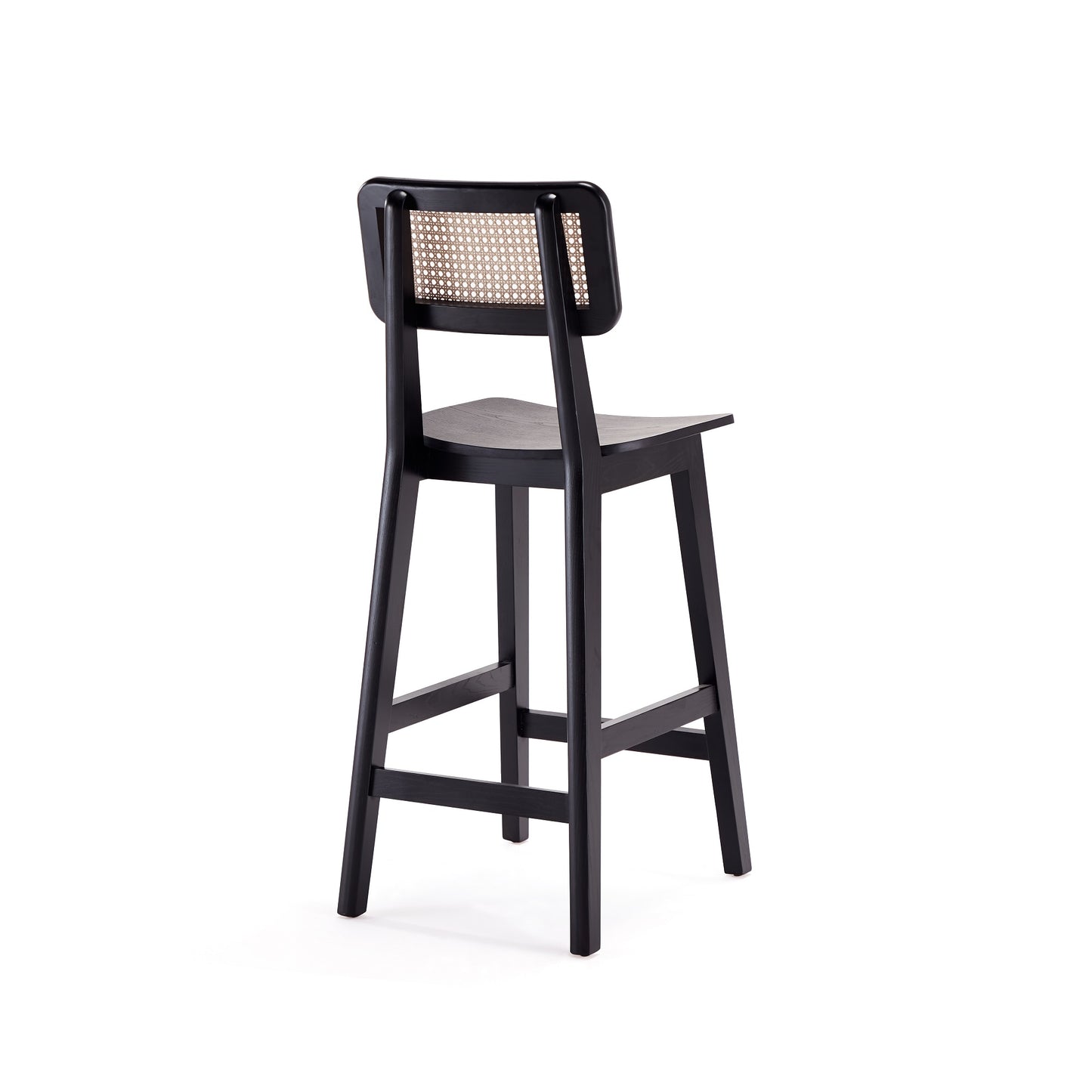 Manhattan Comfort Versailles Counter Stool in Black and Natural Cane CSCA01-BK