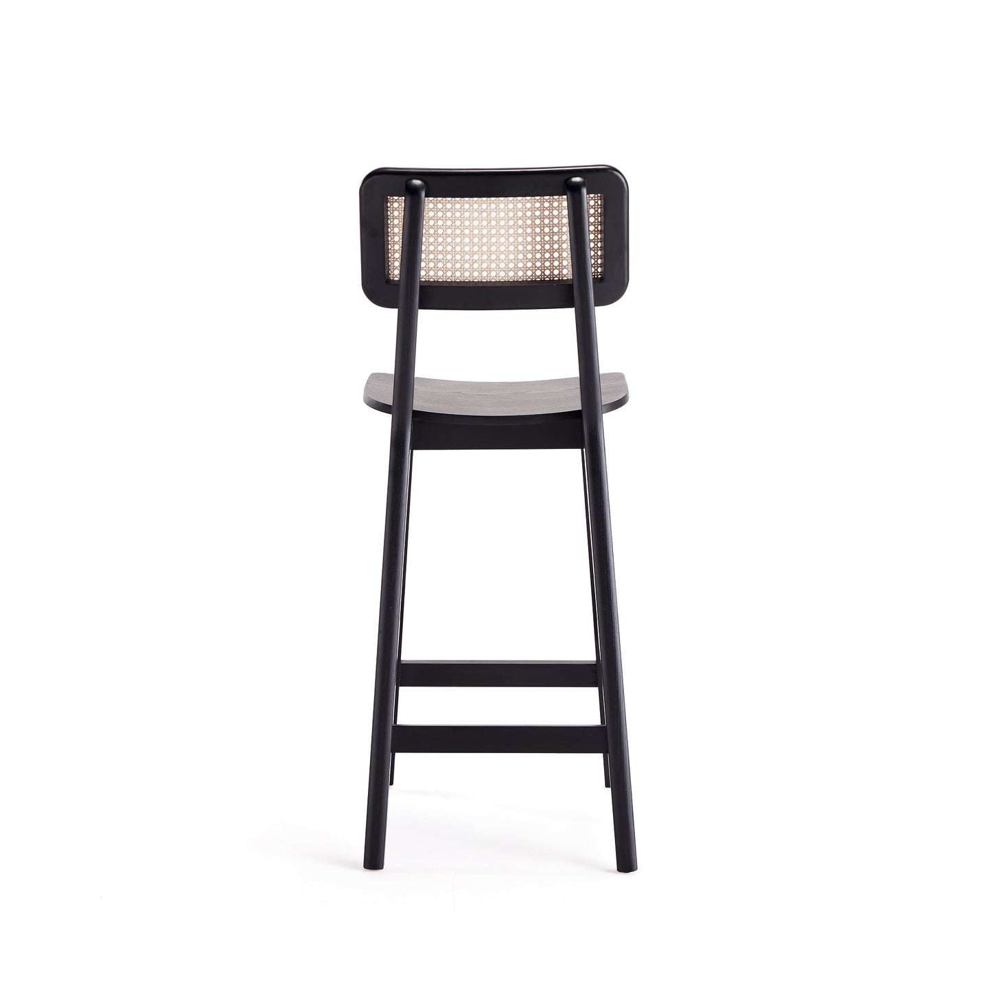 Manhattan Comfort Versailles Counter Stool in Black and Natural Cane CSCA01-BK