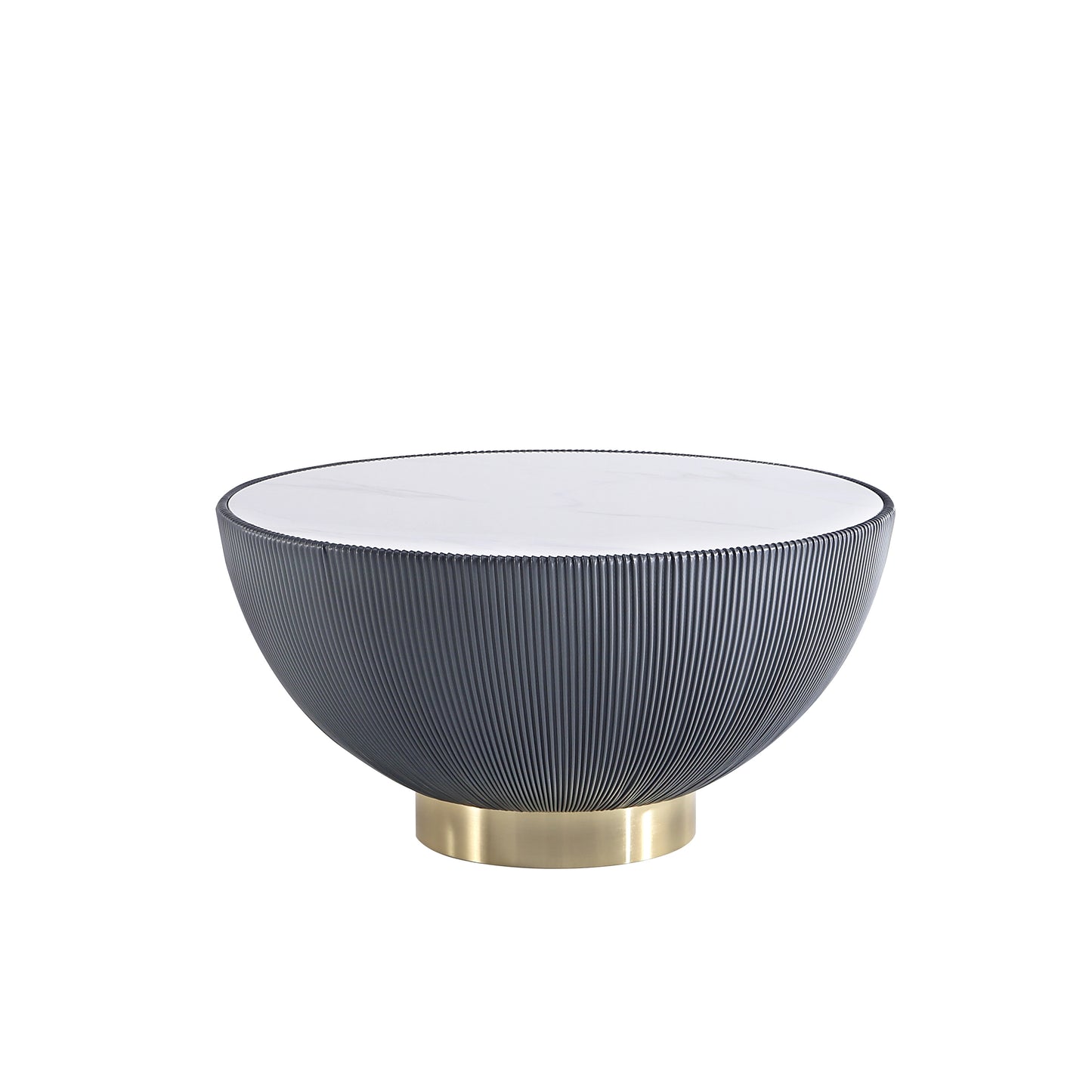 Manhattan Comfort Modern Anderson Coffee Table Upholstered in Grey Leatherette with Ceramic Faux Marble Tabletop CT012-GY