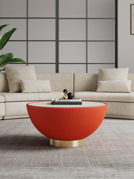 Anderson Modern Sintered Stone Top Upholstered Coffee Table in Orange CT012-OR