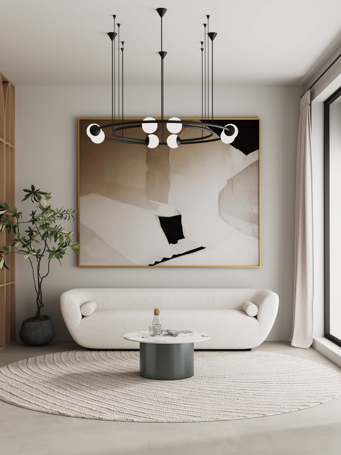 Alondra Modern Glam Sintered Stone Top Coffee Table in Black CT014