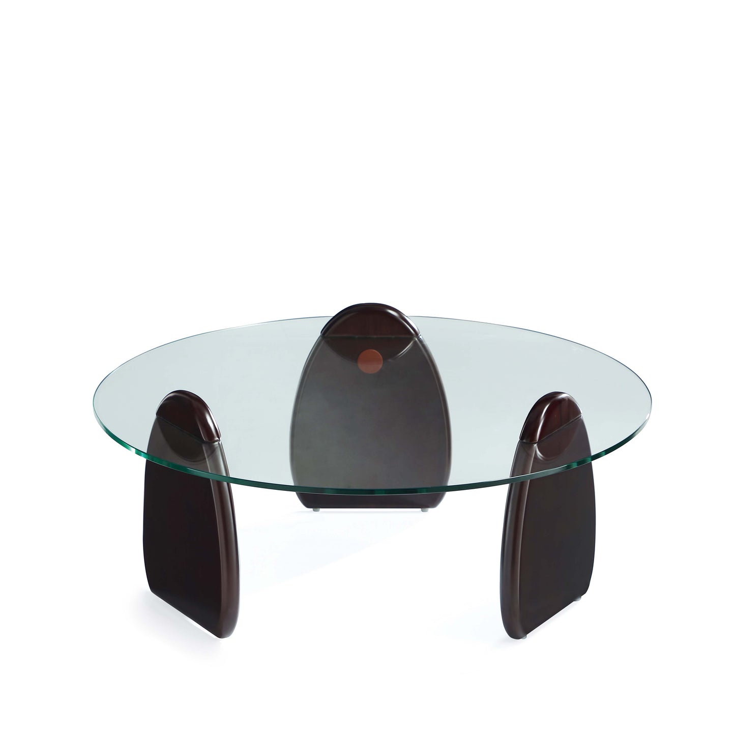 Artesia Modern Glam Glass Top Wood Coffee Table in Walnut CT015