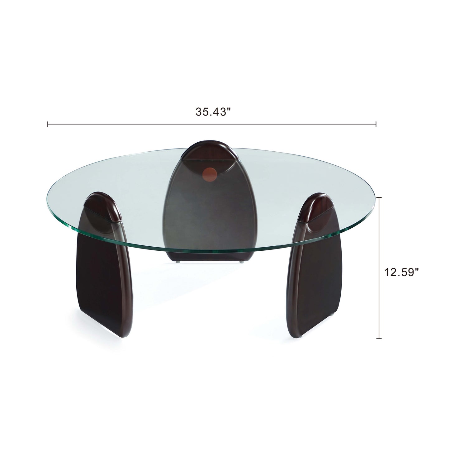 Artesia Modern Glam Glass Top Wood Coffee Table in Walnut CT015