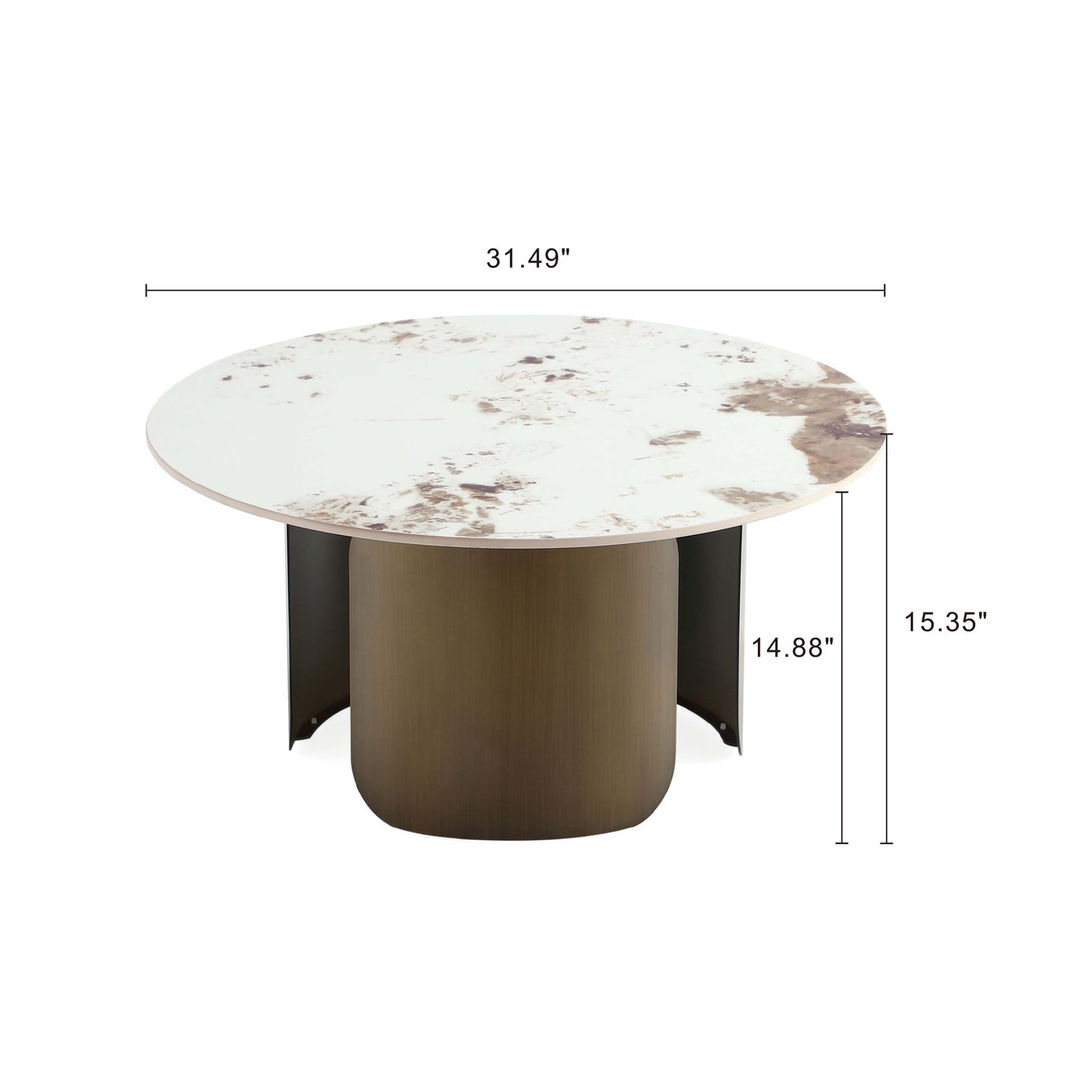 Monica Modern Glam Sintered Stone Top Coffee Table in Bronze CT016