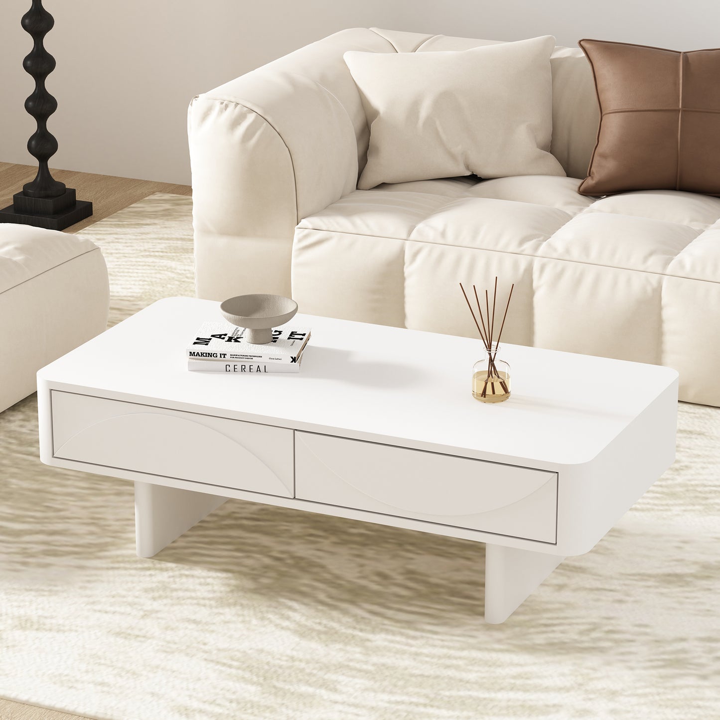 Ella Modern 47" Coffee Table in White CT020-WH