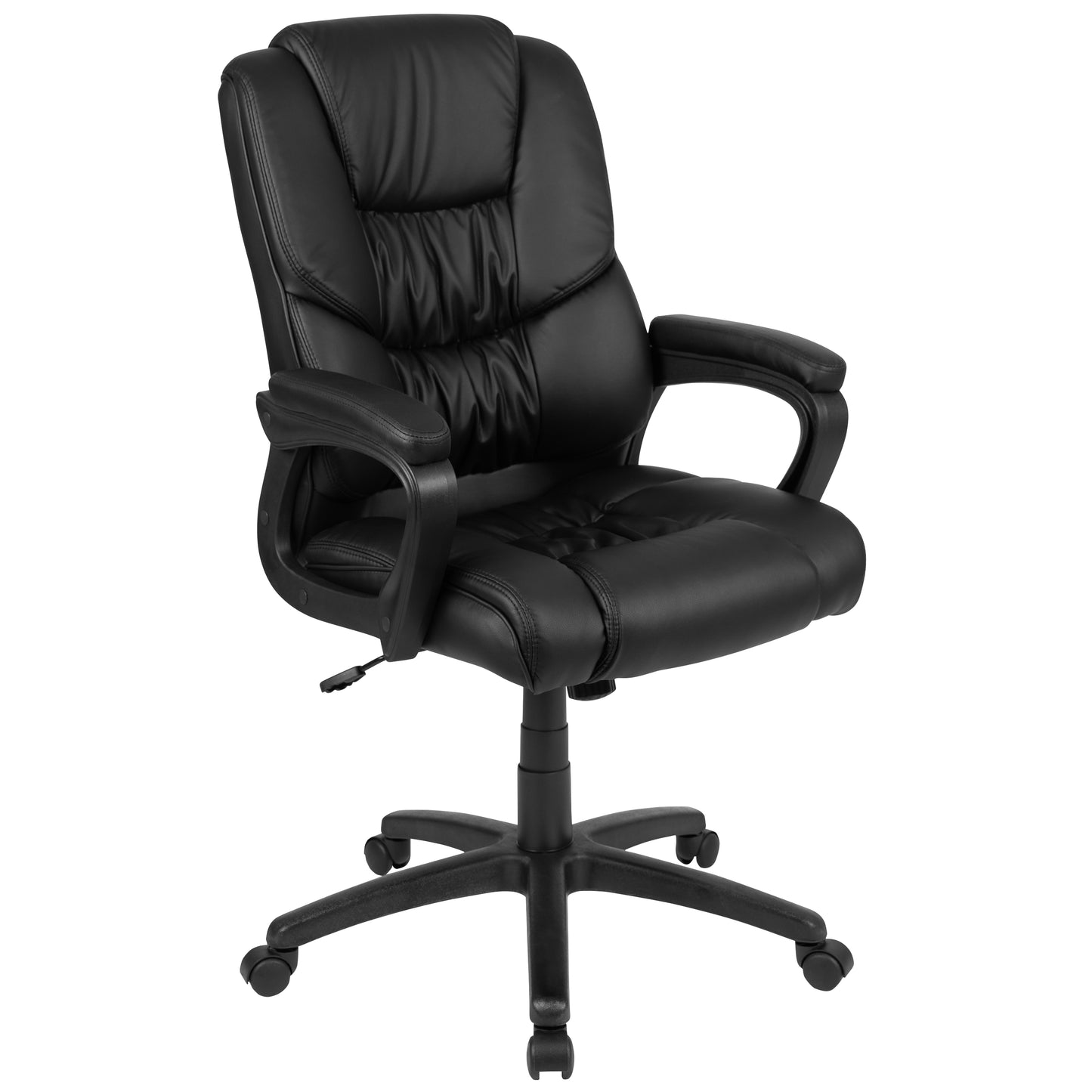 Flash Fundamentals Big & Tall 400 lb. Rated Black LeatherSoft Swivel Office Chair with Padded Arms Black