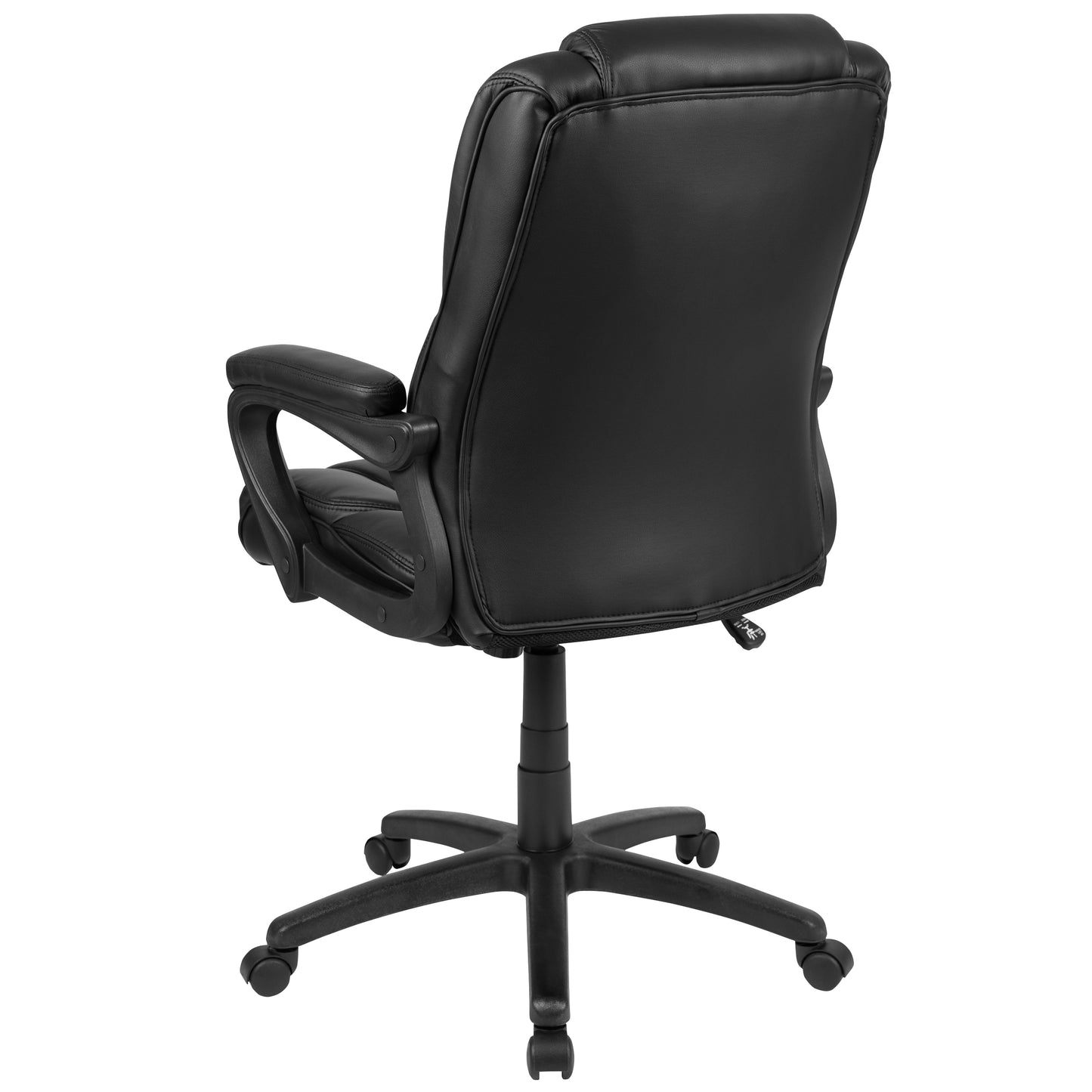 Flash Fundamentals Big & Tall 400 lb. Rated Black LeatherSoft Swivel Office Chair with Padded Arms Black