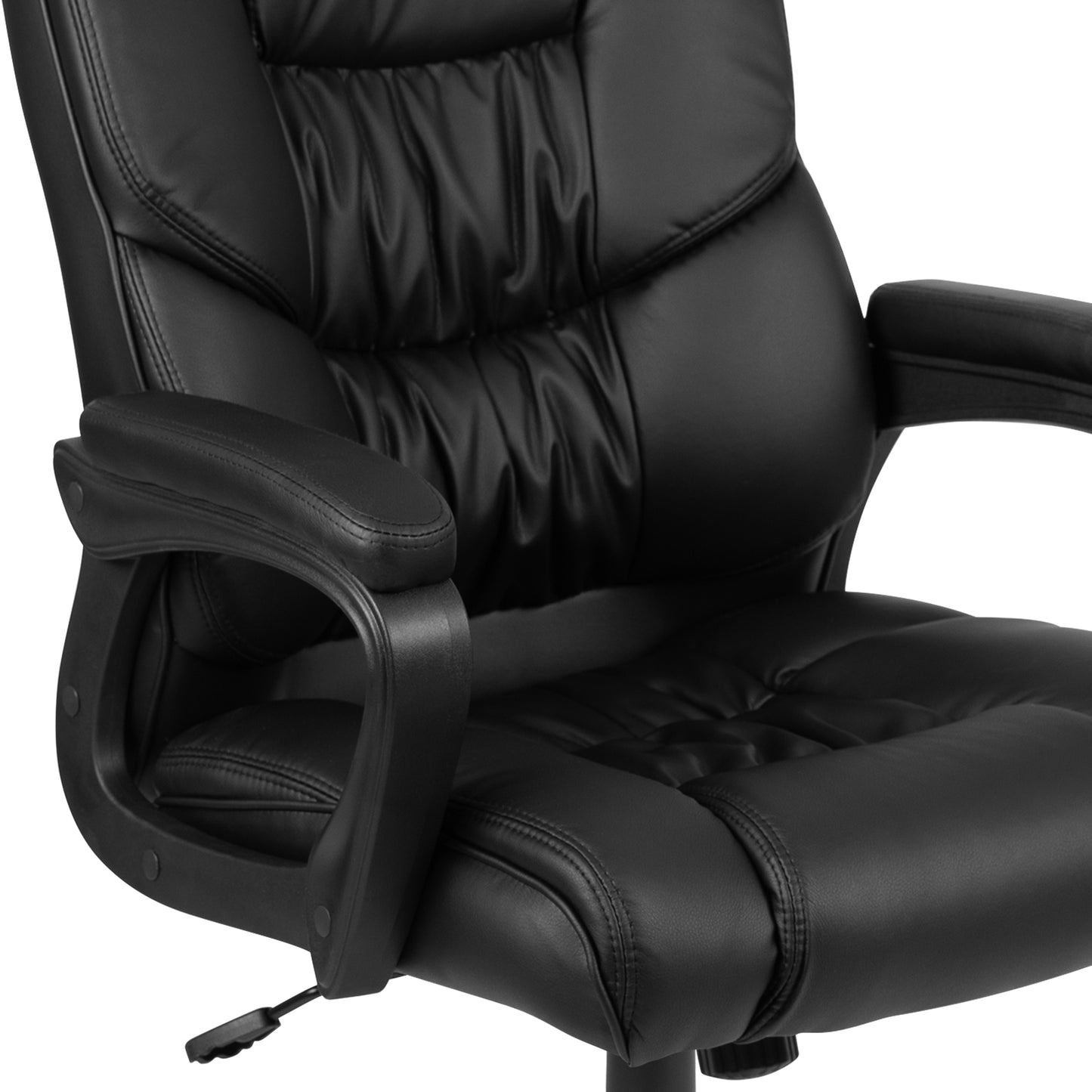 Flash Fundamentals Big & Tall 400 lb. Rated Black LeatherSoft Swivel Office Chair with Padded Arms Black