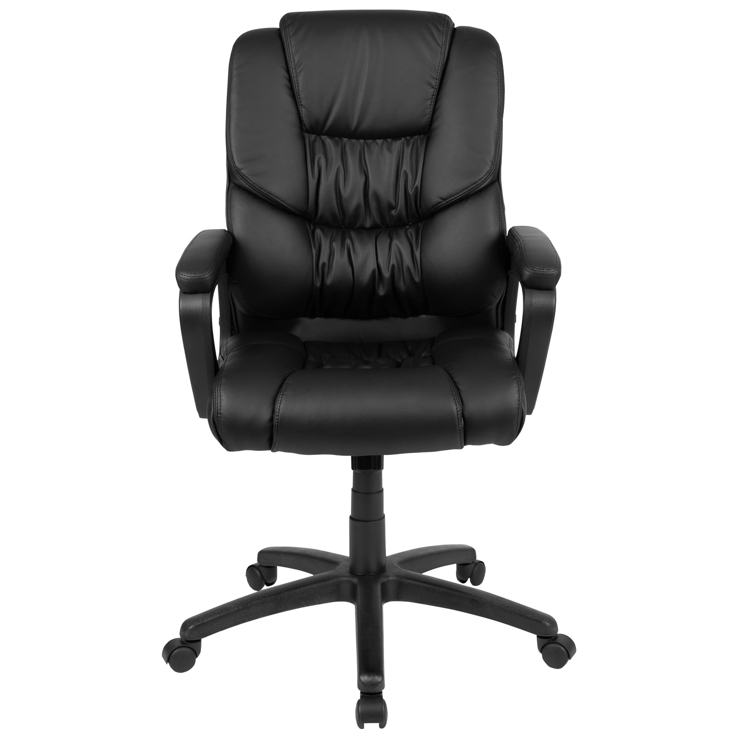 Flash Fundamentals Big & Tall 400 lb. Rated Black LeatherSoft Swivel Office Chair with Padded Arms Black
