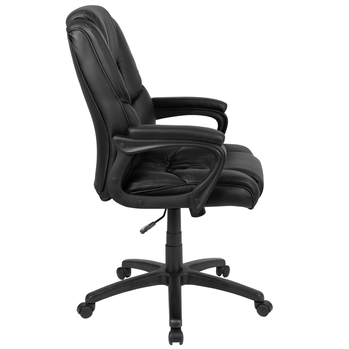 Flash Fundamentals Big & Tall 400 lb. Rated Black LeatherSoft Swivel Office Chair with Padded Arms Black