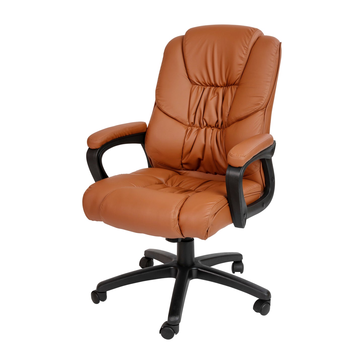Flash Fundamentals Big & Tall 400 lb. Rated Brown LeatherSoft Swivel Office Chair with Padded Arms Brown