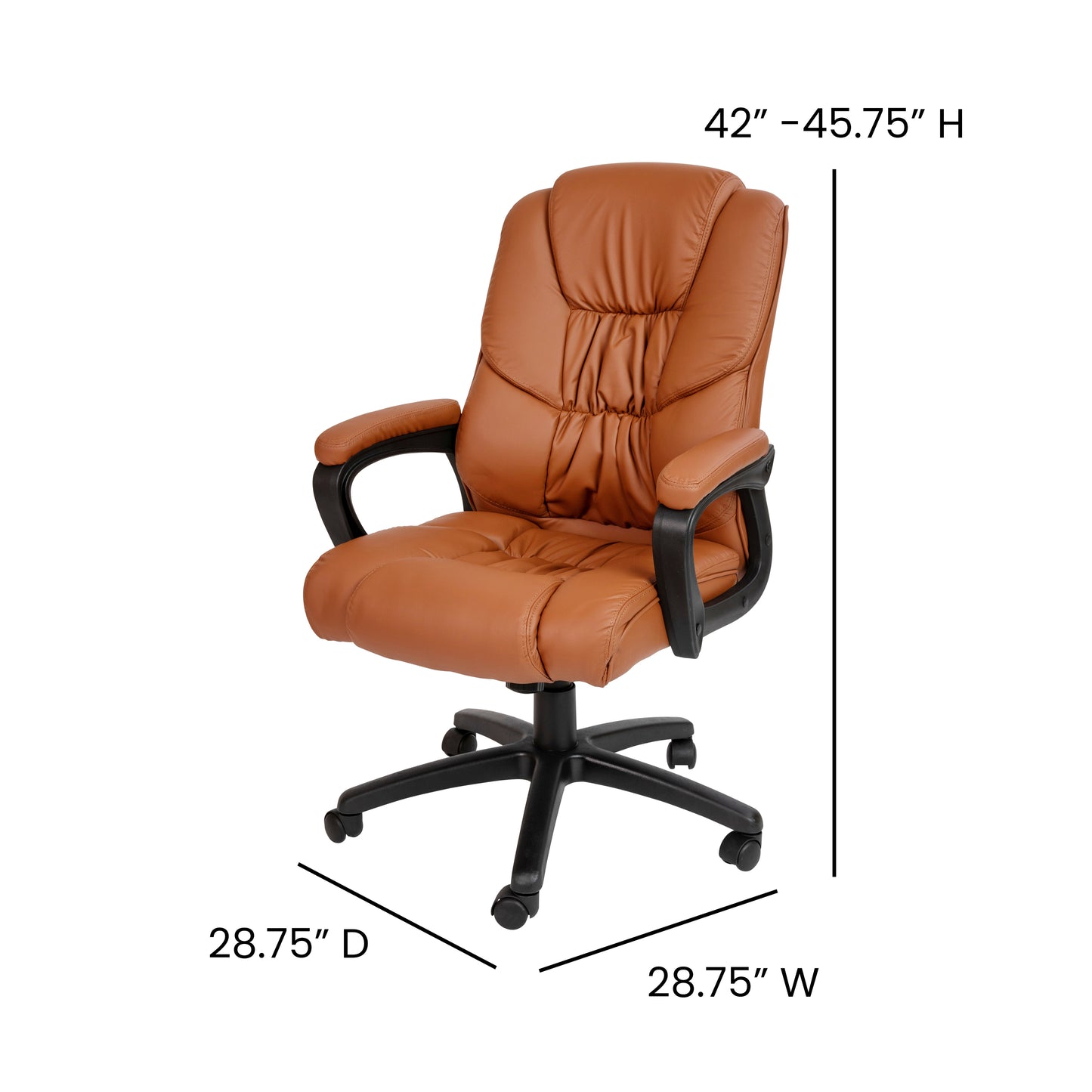 Flash Fundamentals Big & Tall 400 lb. Rated Brown LeatherSoft Swivel Office Chair with Padded Arms Brown