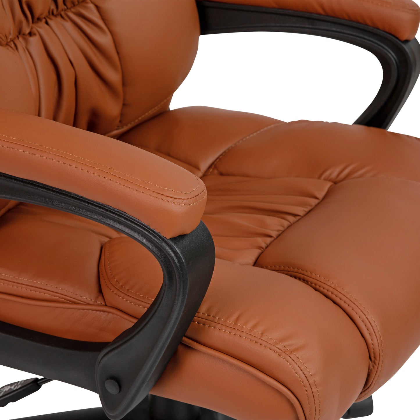 Flash Fundamentals Big & Tall 400 lb. Rated Brown LeatherSoft Swivel Office Chair with Padded Arms Brown