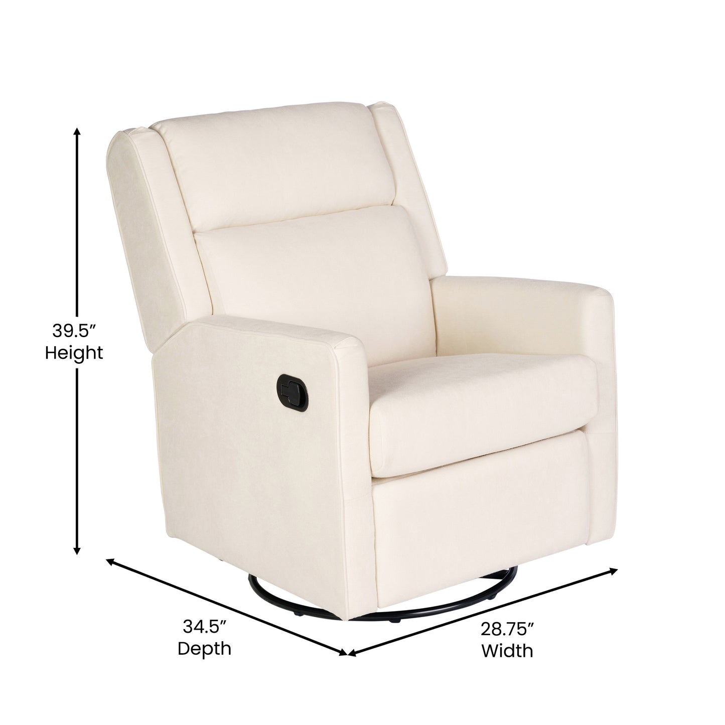 Cash Swivel Glider Rocker Recliner Chair, Manual 360 Degree Swivel Recliner Perfect for Living Room, Bedroom, or Nursery in Cream Upholstery Cream