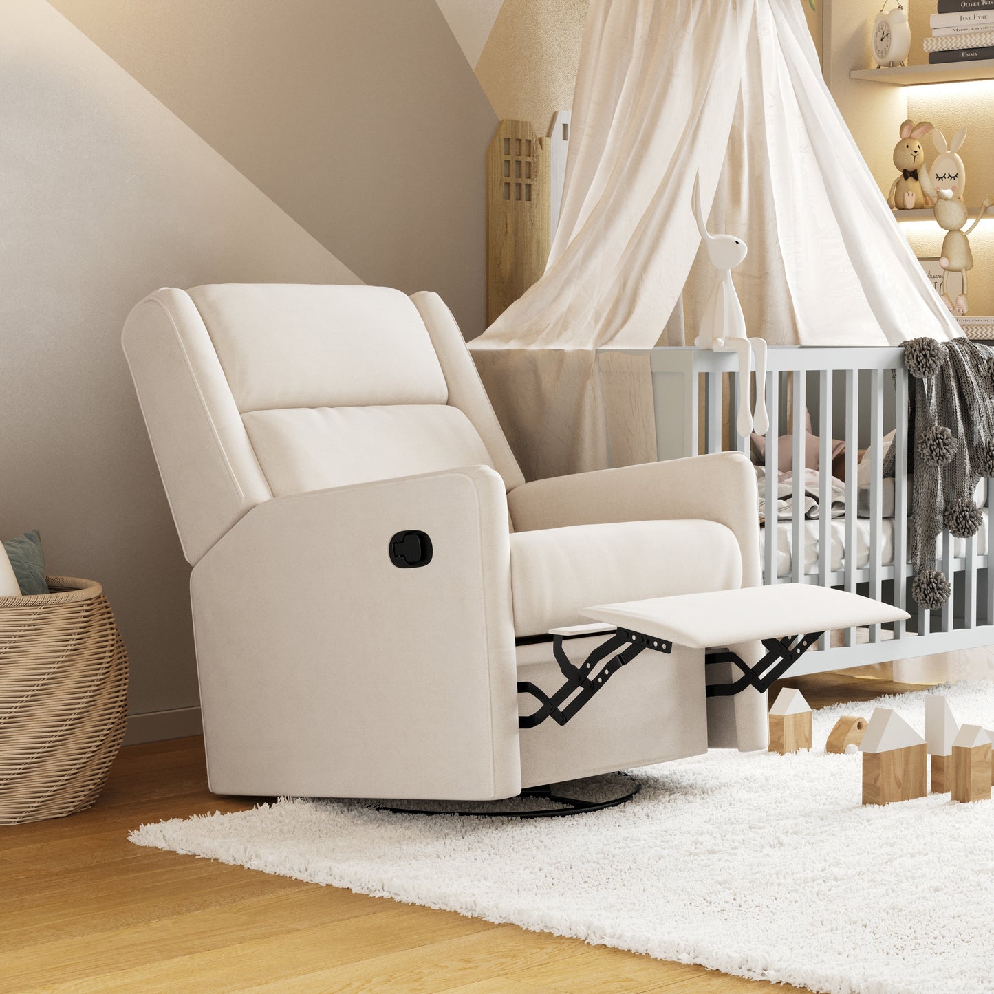 Cash Swivel Glider Rocker Recliner Chair, Manual 360 Degree Swivel Recliner Perfect for Living Room, Bedroom, or Nursery in Cream Upholstery Cream
