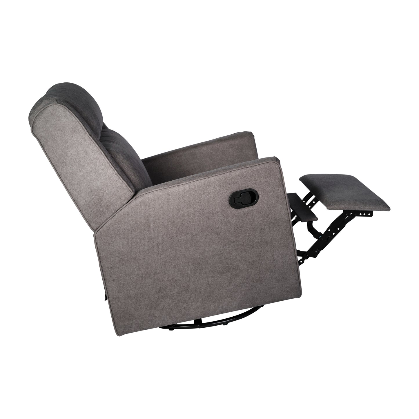 Cash Swivel Glider Rocker Recliner Chair, Manual 360 Degree Swivel Recliner Perfect for Living Room, Bedroom, or Nursery in Dark Gray Upholstery Dark Gray