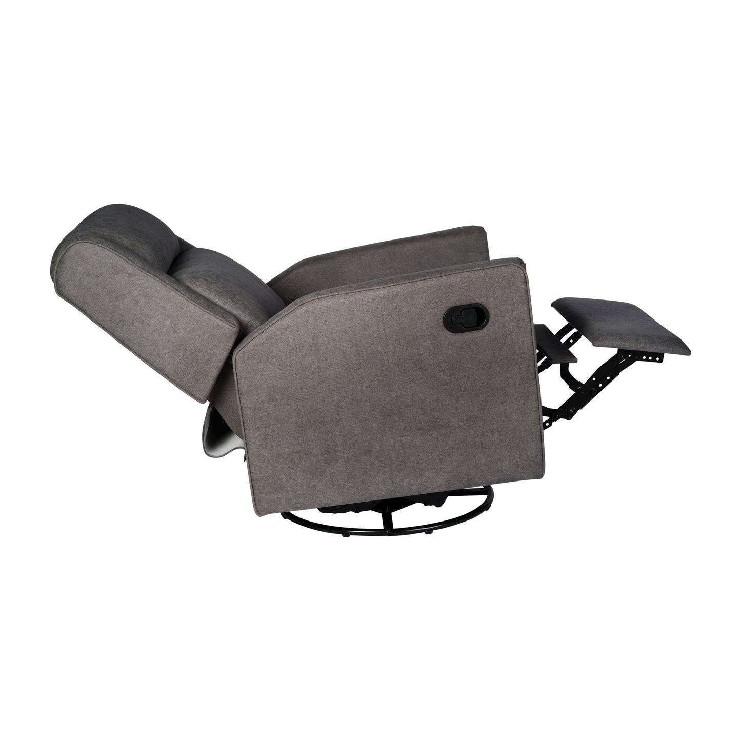 Cash Swivel Glider Rocker Recliner Chair, Manual 360 Degree Swivel Recliner Perfect for Living Room, Bedroom, or Nursery in Dark Gray Upholstery Dark Gray