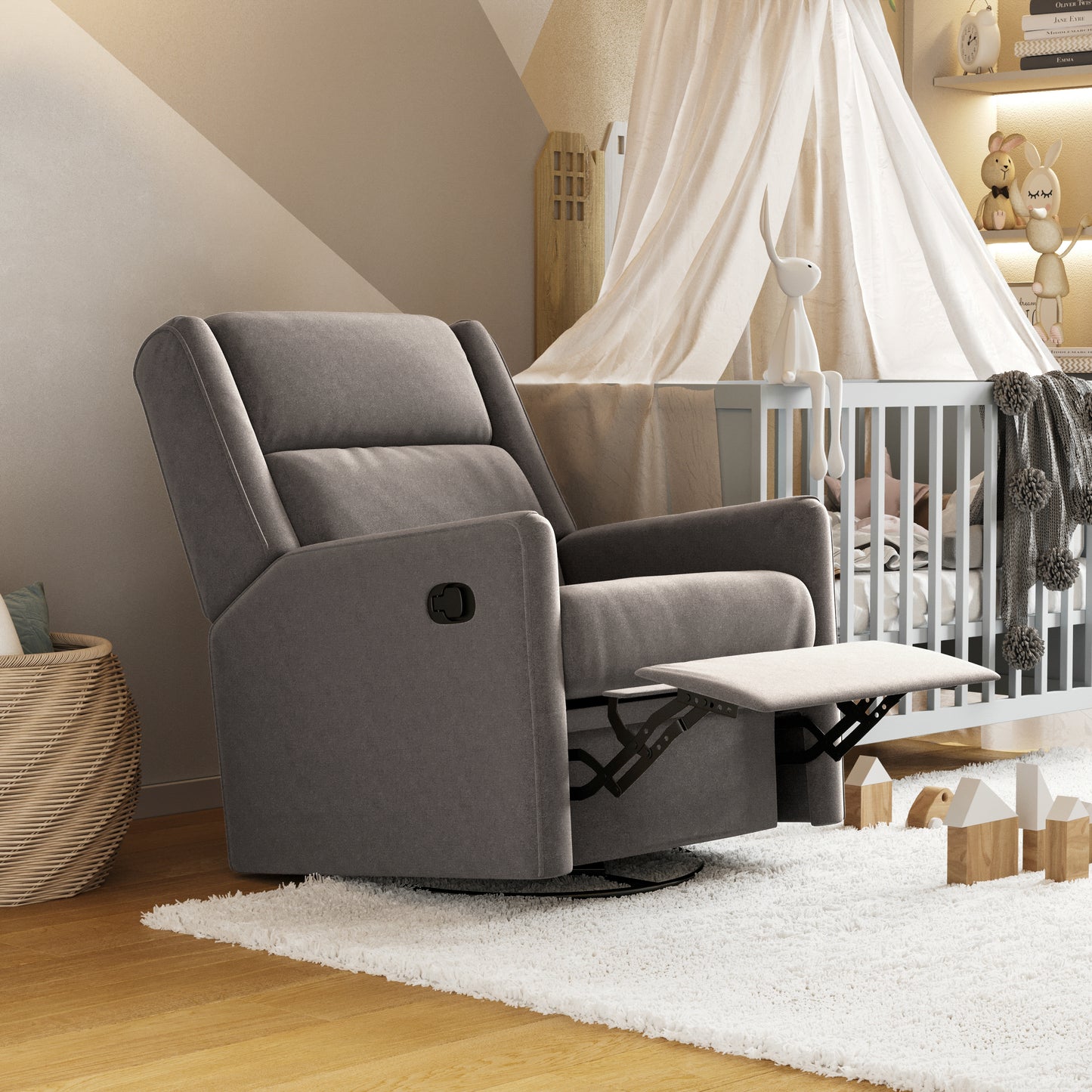 Cash Swivel Glider Rocker Recliner Chair, Manual 360 Degree Swivel Recliner Perfect for Living Room, Bedroom, or Nursery in Dark Gray Upholstery Dark Gray