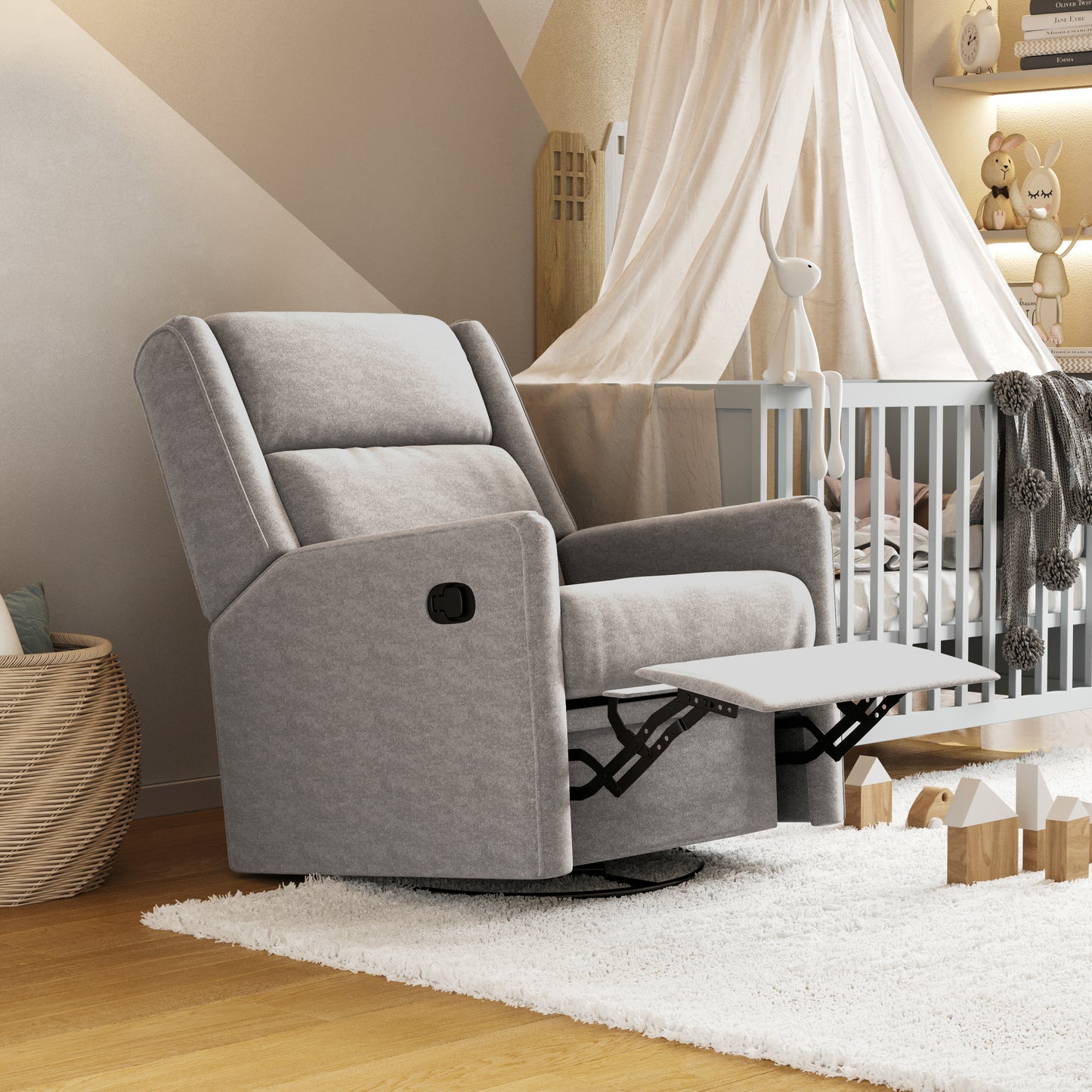 Cash Swivel Glider Rocker Recliner Chair, Manual 360 Degree Swivel Recliner Perfect for Living Room, Bedroom, or Nursery in Light Gray Upholstery Light Gray