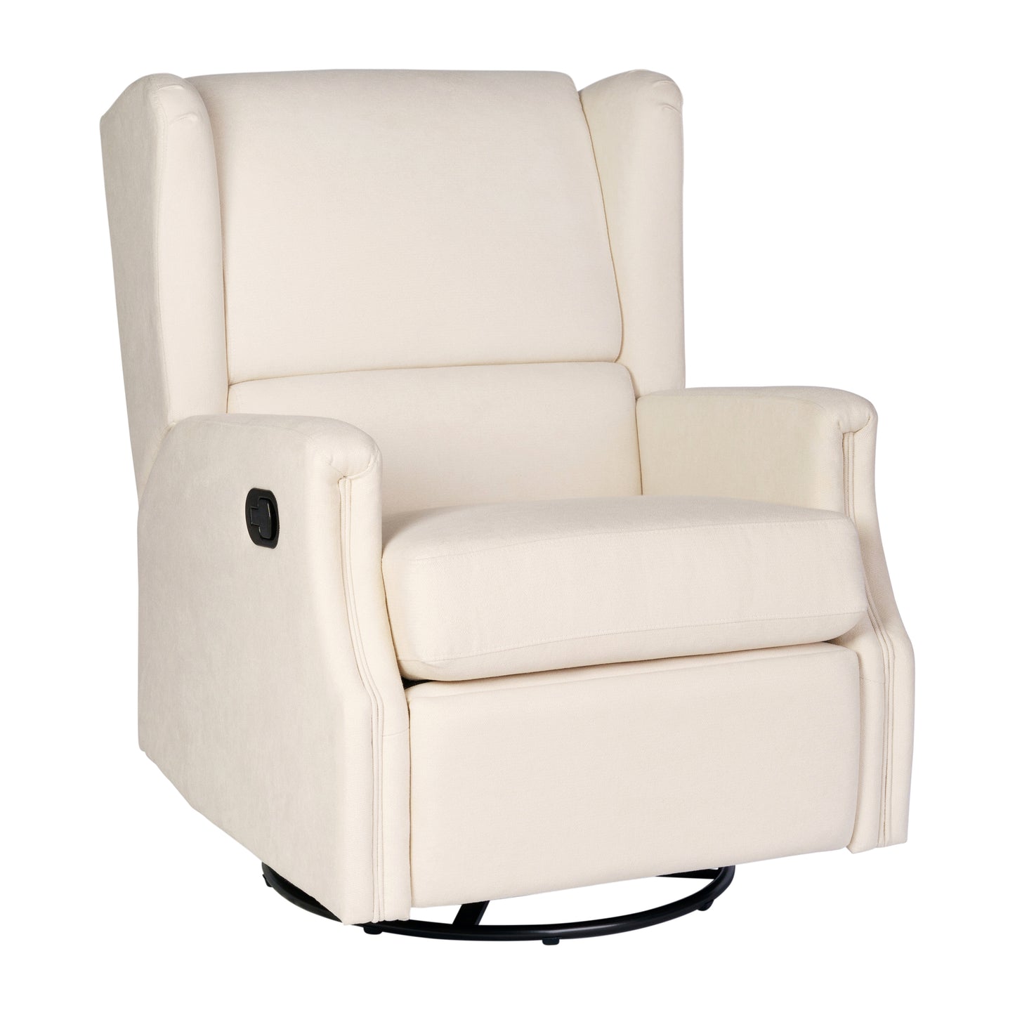 Omma Swivel Glider Rocker Recliner Chair, Manual 360 Degree Swivel Wingback Recliner Perfect for Living Room, Bedroom, or Nursery in Cream Cream