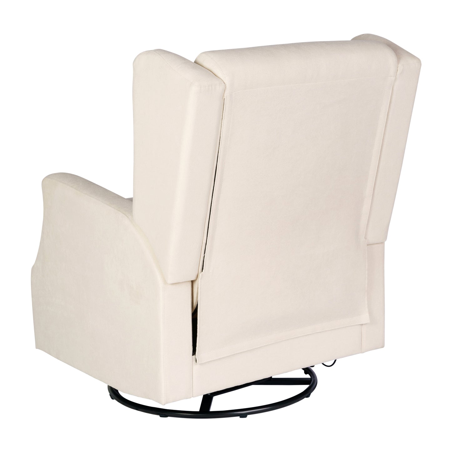 Omma Swivel Glider Rocker Recliner Chair, Manual 360 Degree Swivel Wingback Recliner Perfect for Living Room, Bedroom, or Nursery in Cream Cream