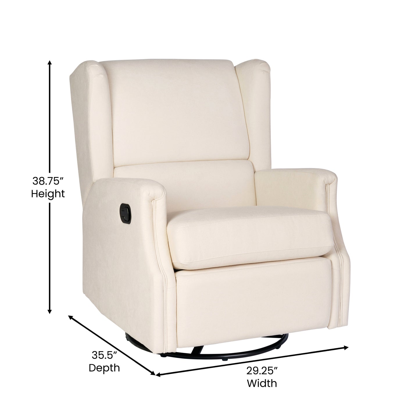 Omma Swivel Glider Rocker Recliner Chair, Manual 360 Degree Swivel Wingback Recliner Perfect for Living Room, Bedroom, or Nursery in Cream Cream