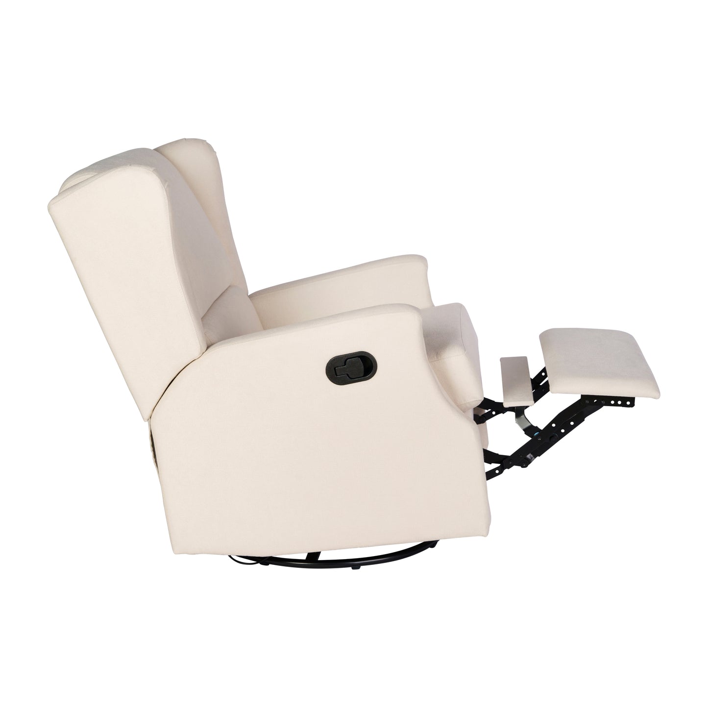 Omma Swivel Glider Rocker Recliner Chair, Manual 360 Degree Swivel Wingback Recliner Perfect for Living Room, Bedroom, or Nursery in Cream Cream