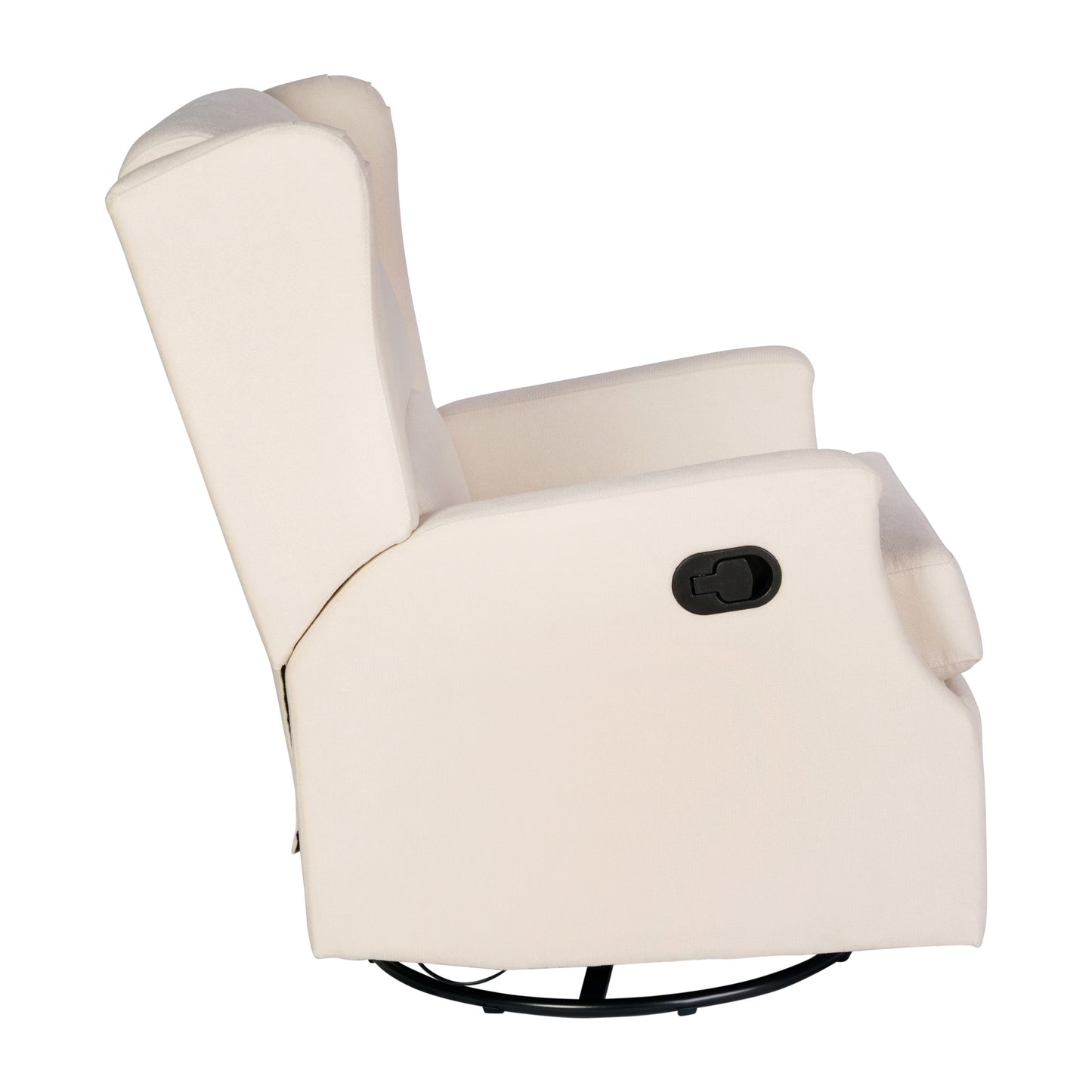 Omma Swivel Glider Rocker Recliner Chair, Manual 360 Degree Swivel Wingback Recliner Perfect for Living Room, Bedroom, or Nursery in Cream Cream