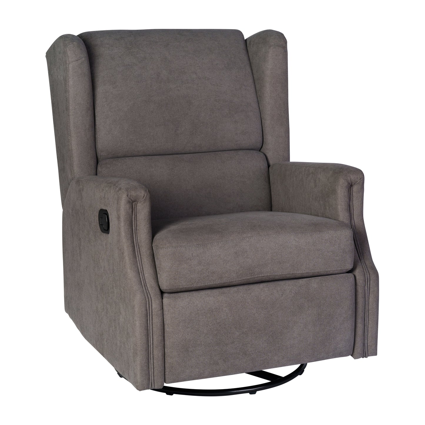 Omma Swivel Glider Rocker Recliner Chair, Manual 360 Degree Swivel Wingback Recliner Perfect for Living Room, Bedroom, or Nursery in Dark Gray Dark Gray