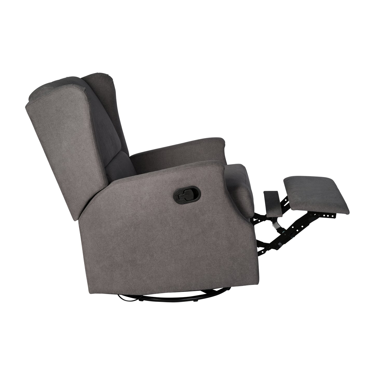Omma Swivel Glider Rocker Recliner Chair, Manual 360 Degree Swivel Wingback Recliner Perfect for Living Room, Bedroom, or Nursery in Dark Gray Dark Gray